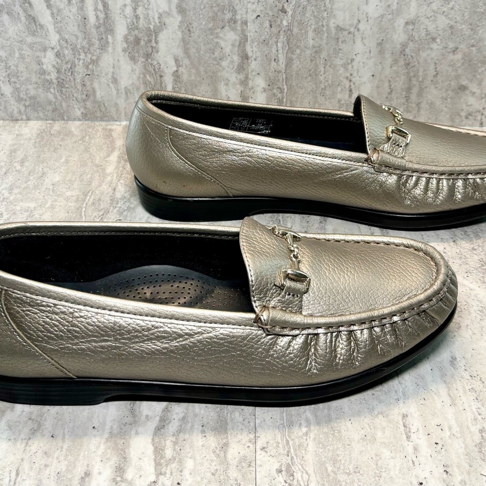 SAS Tripad Comfort Silver Leather Bit Accent Loafers Slip Ons Flats Sz 10.5M - Picture 5 of 10